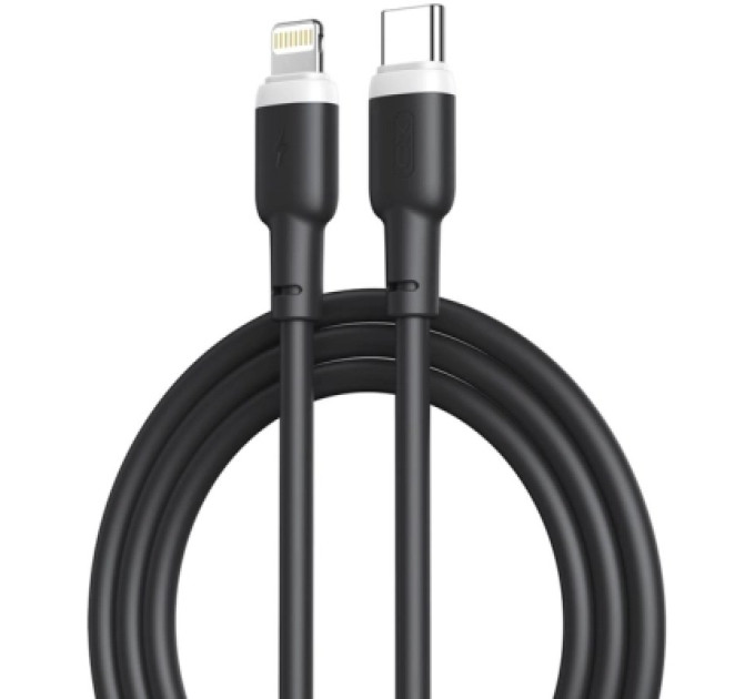 XO Дата кабель USB-C to Lightning 1.0m 20W liquid silicone NB208A black XO (6920680826810)