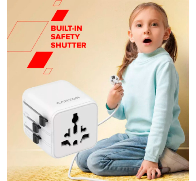 Canyon Перехідник Canyon Travel Adapter OnTour One EU/UK/US/AUS White (CNS-TA1005W)