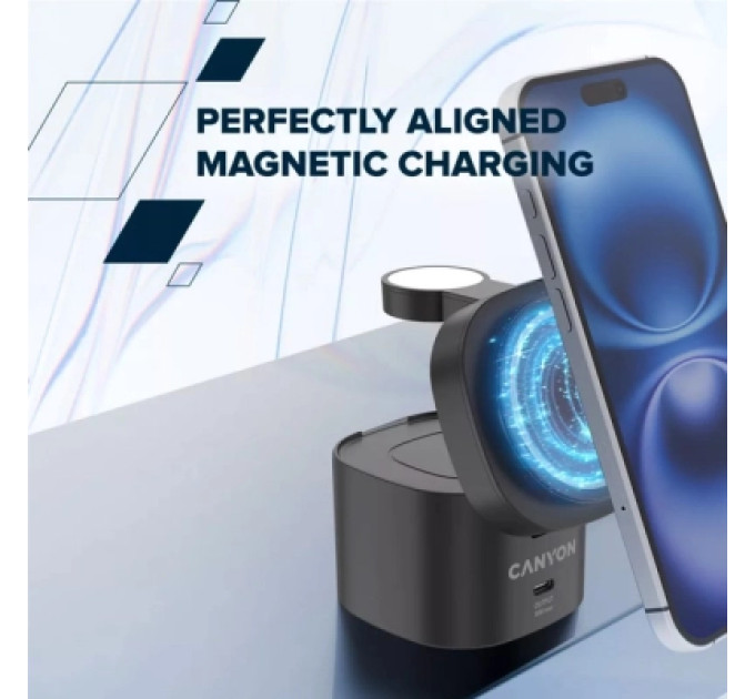 Canyon Зарядний пристрій Canyon 4-in-1 wireless charging stand 30W + charger 65W + cable 1.0m black (CNS-WCS405B)