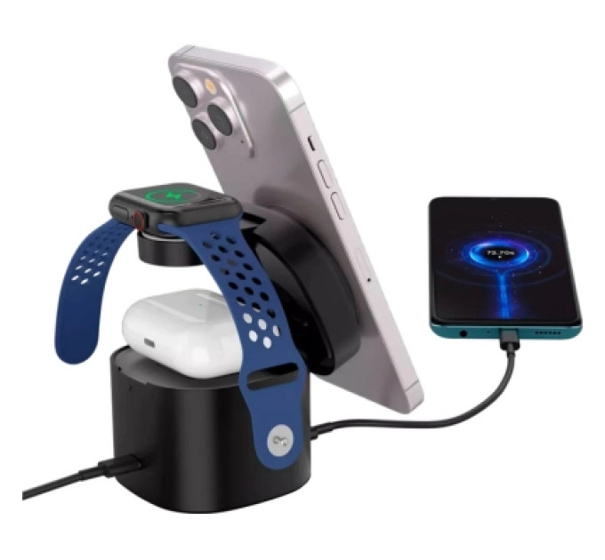 Canyon Зарядний пристрій Canyon 4-in-1 wireless charging stand 30W + charger 65W + cable 1.0m black (CNS-WCS405B)