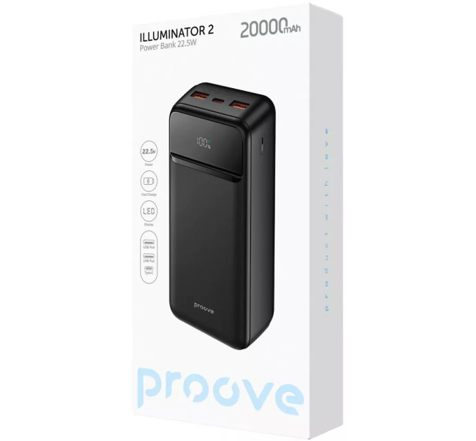 Proove Універсальна мобільна батарея Proove Illuminator 2 22.5W 20000mAh Black (PBIP20212201)
