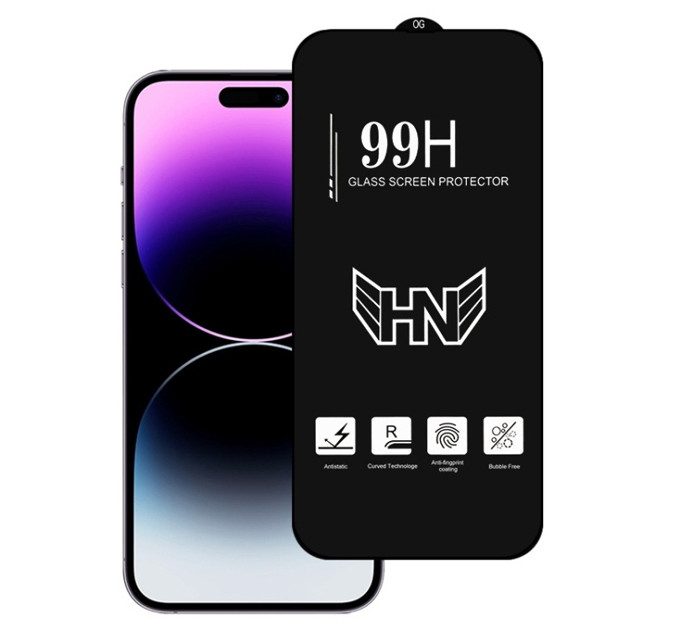 Noname Захисне скло для Apple iPhone 15 Pro Max Black, 0.3 мм, 4D ARC (Z27958) без упаковки