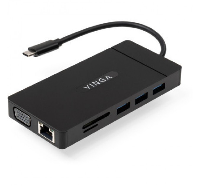Концентратор Vinga USB-C 3.1 to VGA+HDMI+RJ45+3xUSB3.0+USB2.0+SD/TF+PD100W+Audio (VHYC10)