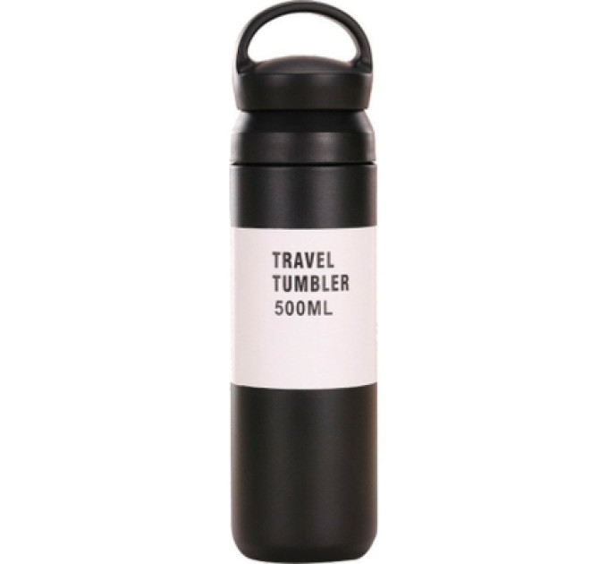 Merlion Термос Merlion Travel Tumbler 500 мл, подвійна кришка з ручкою, чорний (SUS304-500Black)