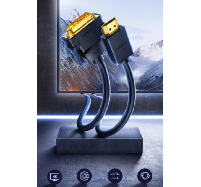 Ugreen Кабель мультимедійний HDMI M to DVI M 2.0m HD106 black Ugreen (10135)