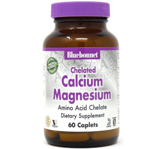 Мінерали Bluebonnet Nutrition Хелатний Кальцій і Магній, Chelated Calcium Magnesium, 60 та (BLB0660)