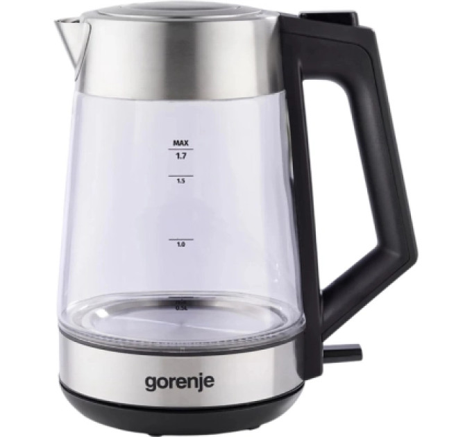 Gorenje Електрочайник Gorenje 1.7л, 2,200 Вт, strix контроль, скло, нерж (K17OGS)