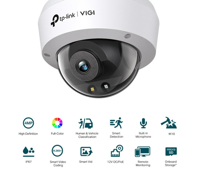 TP-Link 4 МП купольна мережева камера, VIGI C240(2.8mm) TP-LINK