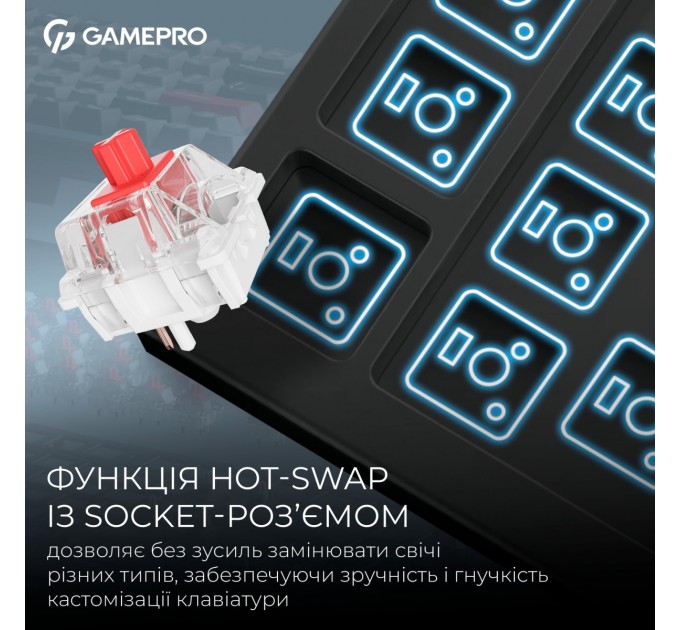 Клавіатура бездротова GamePro Asgard Drakkar Keychron Super Red Switch Black (MK305BK)