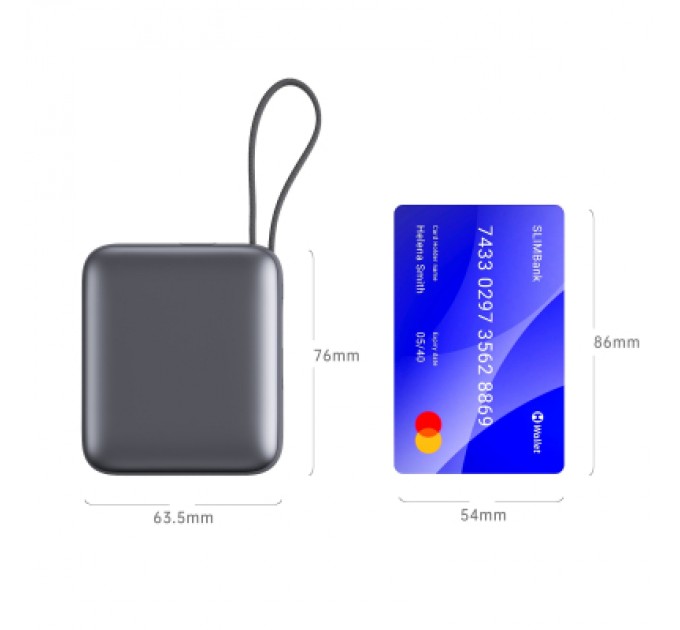 Батарея універсальна Vinga 10000 mAh 35W Display Cable (VPBB1035C)