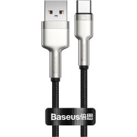 Дата кабель USB 3.1 AM to Type-C 0.25m CAKF 6.0A 66W Cafule Series Metal Data Cable Black Baseus (CAKF000001)