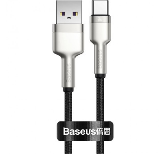 Дата кабель USB 3.1 AM to Type-C 0.25m CAKF 6.0A 66W Cafule Series Metal Data Cable Black Baseus (CAKF000001)
