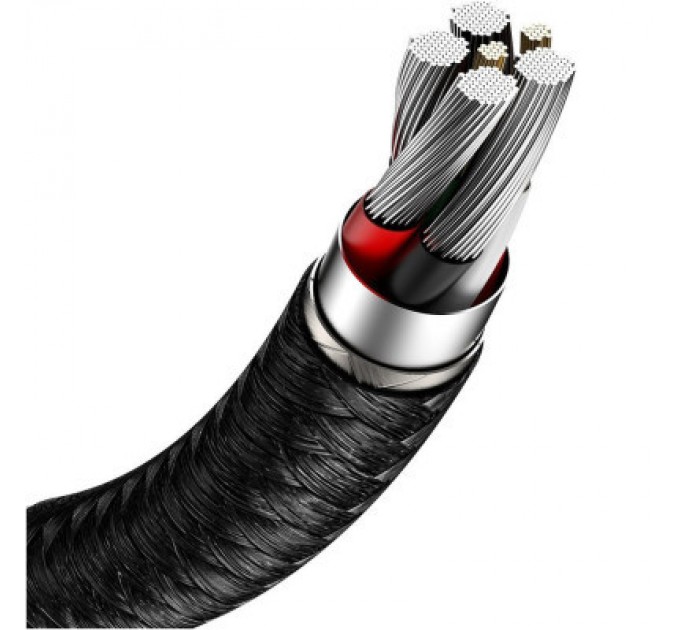 Дата кабель USB 3.1 AM to Type-C 0.25m CAKF 6.0A 66W Cafule Series Metal Data Cable Black Baseus (CAKF000001)