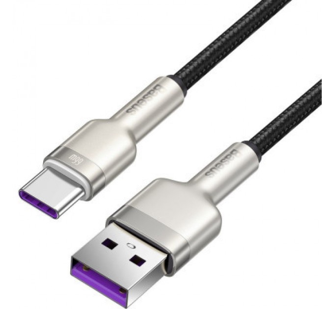 Дата кабель USB 3.1 AM to Type-C 0.25m CAKF 6.0A 66W Cafule Series Metal Data Cable Black Baseus (CAKF000001)