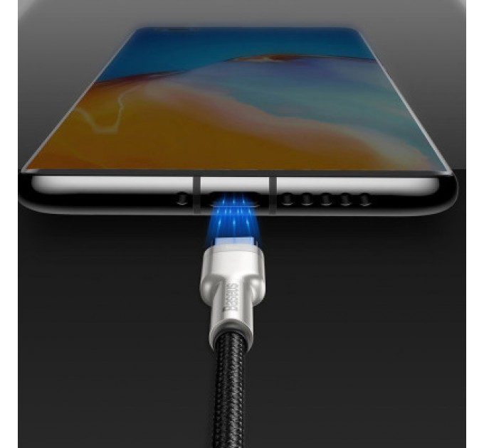 Дата кабель USB 3.1 AM to Type-C 0.25m CAKF 6.0A 66W Cafule Series Metal Data Cable Black Baseus (CAKF000001)