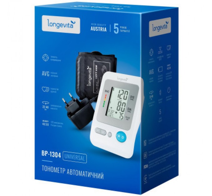 Тонометр Longevita Авт.вимір.артер.тиску LONGEVITA BP-1304 Авт.вимір.артер.тиску (BP-1304)