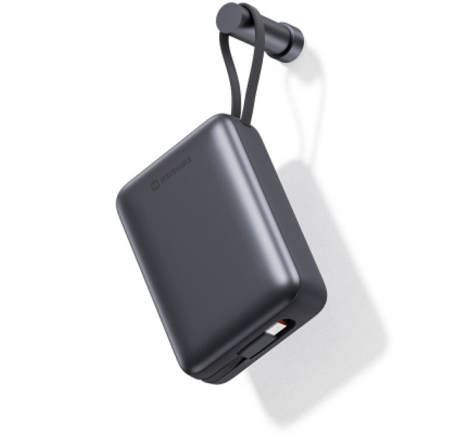 Батарея універсальна SWISSTEN 20000mAh SPACE 22/5W PD QC w/built-in cables USB-C/LIGHTNING Silver (8595217490598)