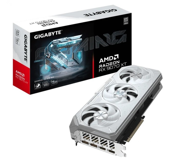 Відеокарта AMD Radeon RX 9070 XT 16GB GDDR6 Gaming OC Ice Gigabyte (GV-R907XGAMINGOCICE-16GD)