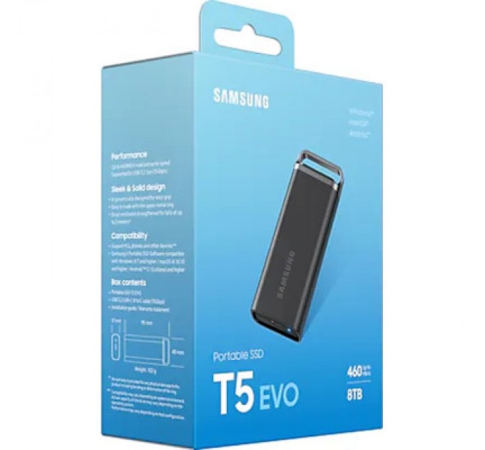 Samsung Накопичувач SSD USB 3.2 8TB T5 Shield Samsung (MU-PH8T0S/EU)