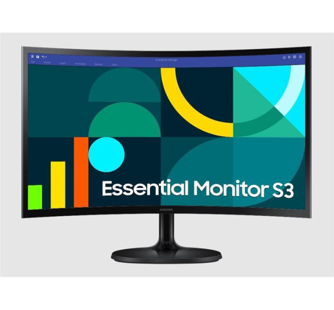 Samsung Монiтор Samsung 24" Essential S3 LS24D360 (LS24D360GAIXUA) VA Black Curved 100Hz