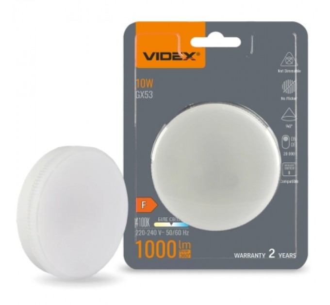 Лампочка Videx LED GX53 10W 4100K 220V (VL-GX53-10534)