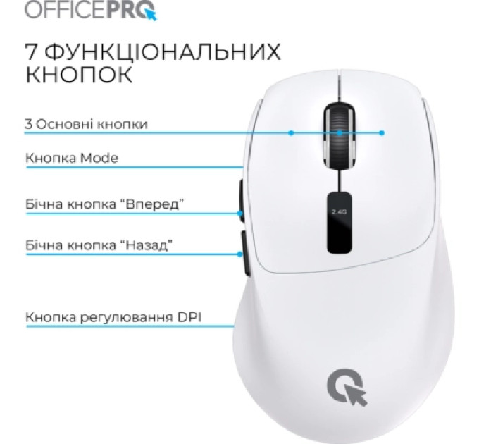 OfficePro Мишка OfficePro M398W Wireless/Bluetooth White (M398W)