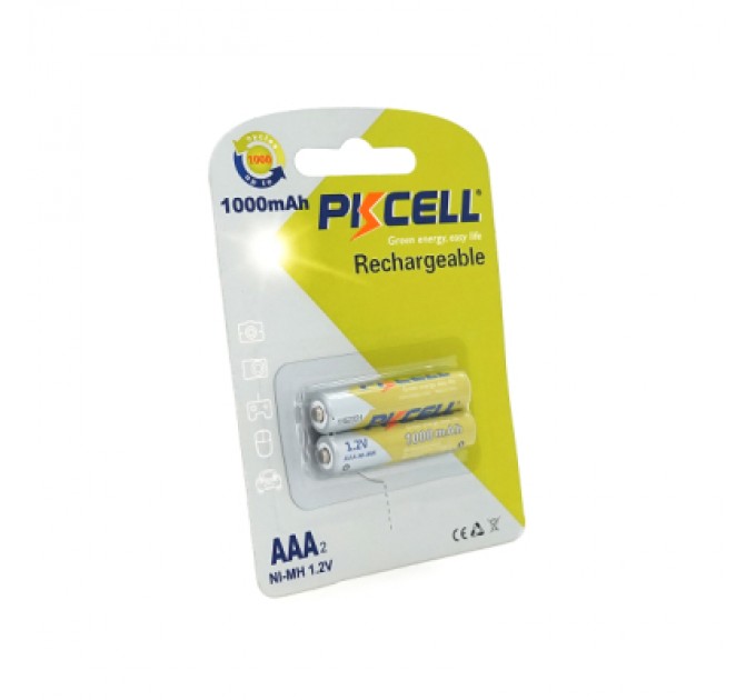 Акумулятор AAA R03 1000mAh 1.2V NiMH Rechargeable Battery, 2шт/бл PkCell (PC/AAA1000-2BR)