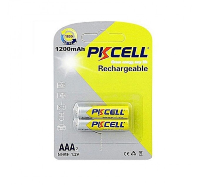 Акумулятор AAA R03 1200mAh 1.2V NiMH Rechargeable Battery, 2шт/бл PkCell (PC/AAA1200-2BR)