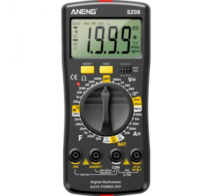 Цифровий мультиметр ANENG SZ08, V, A, R, C, T, F, функція hFE (SZ08)
