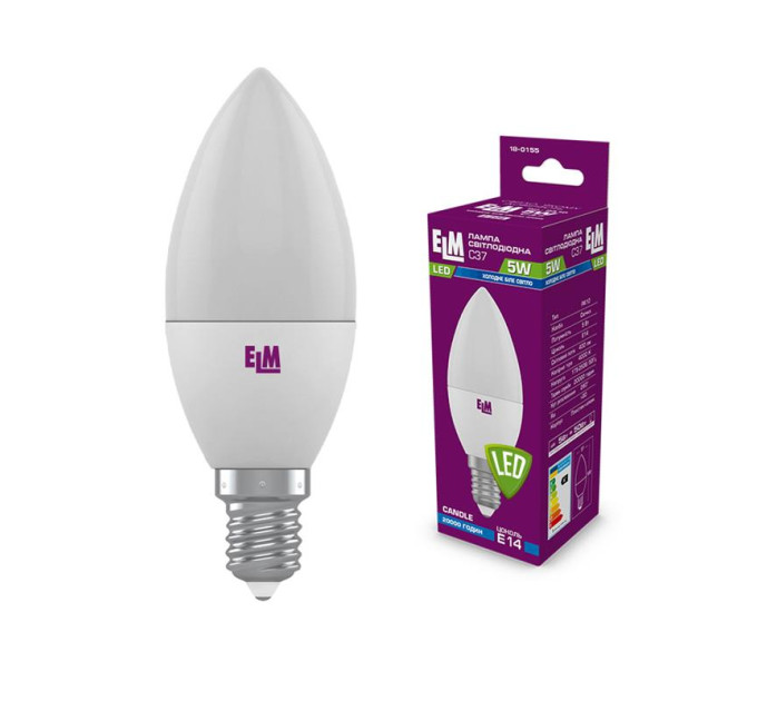 ELM Лампа світлодіодна свічка ELM 5W E14 4000K (18-0155)