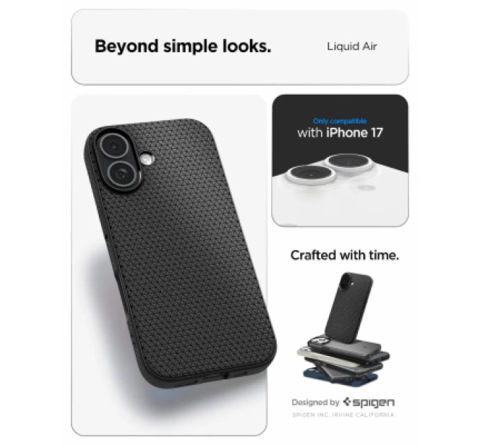 Spigen Чохол до мобільного телефона Spigen Liquid Air iPhone 17 Matte Black (ACS10369)