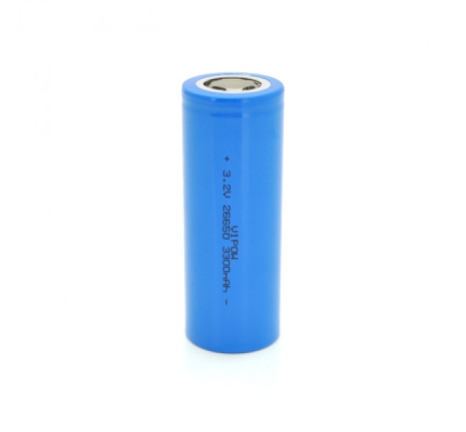 Акумулятор 26650 3300mAh, LiFePO4, FlatTop, 3.2V, Blue Vipow (IFR26650-3300mAhFT / 31075)