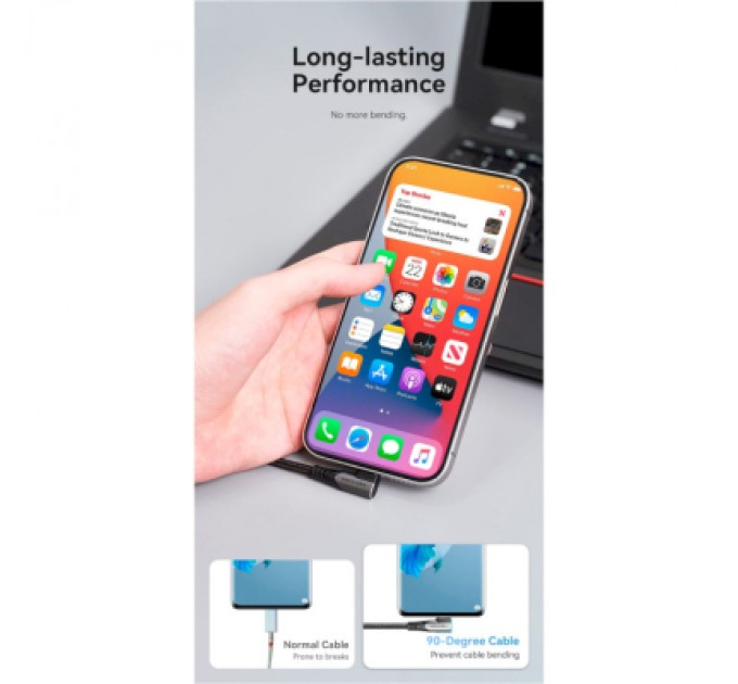 Дата кабель USB-C to USB-C 0.5m USB2.0 60W (20V/3A) angle 90° Gray Aluminum Alloy Vention (TRAHD)