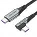 Дата кабель USB-C to USB-C 0.5m USB2.0 60W (20V/3A) angle 90° Gray Aluminum Alloy Vention (TRAHD)