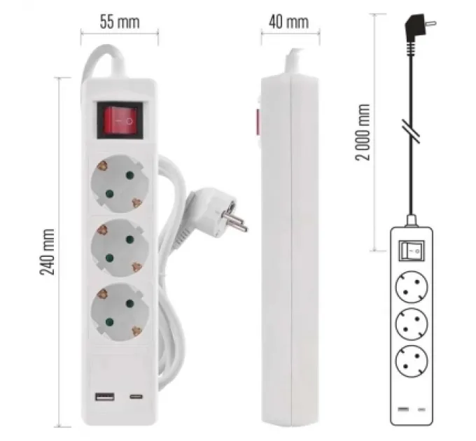 Мережевий подовжувач EMOS P1322CU