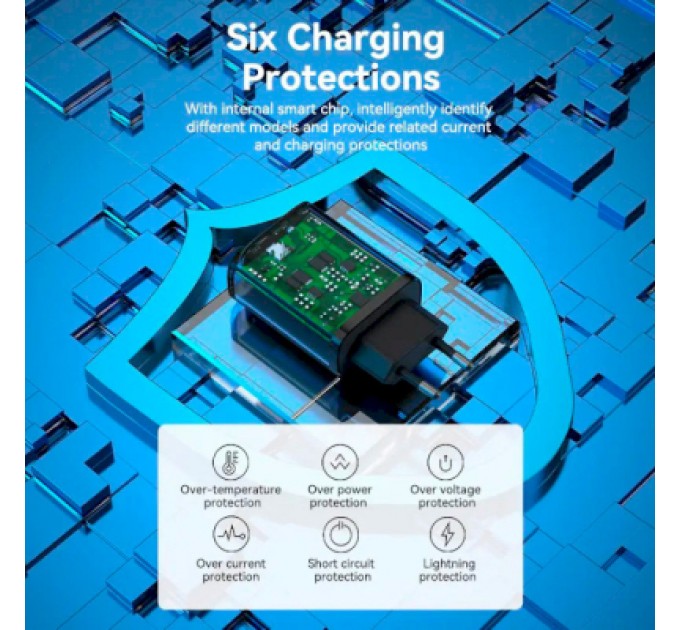 Зарядний пристрій Vention 2xUSB 38W (USB-C+USB-A) PD+QC3.0 black (FBIB0-EU)