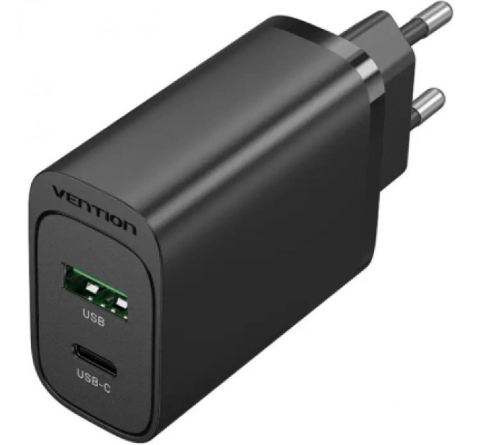 Зарядний пристрій Vention 2xUSB 38W (USB-C+USB-A) PD+QC3.0 black (FBIB0-EU)