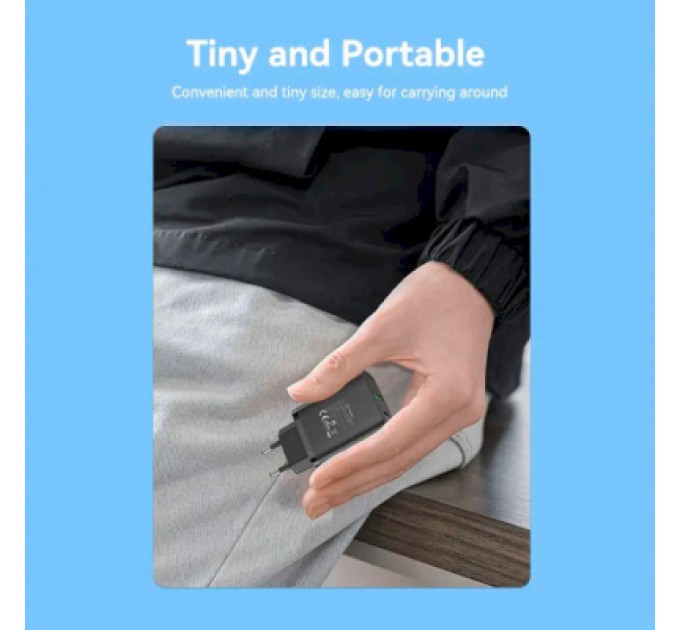 Зарядний пристрій Vention 2xUSB 38W (USB-C+USB-A) PD+QC3.0 black (FBIB0-EU)