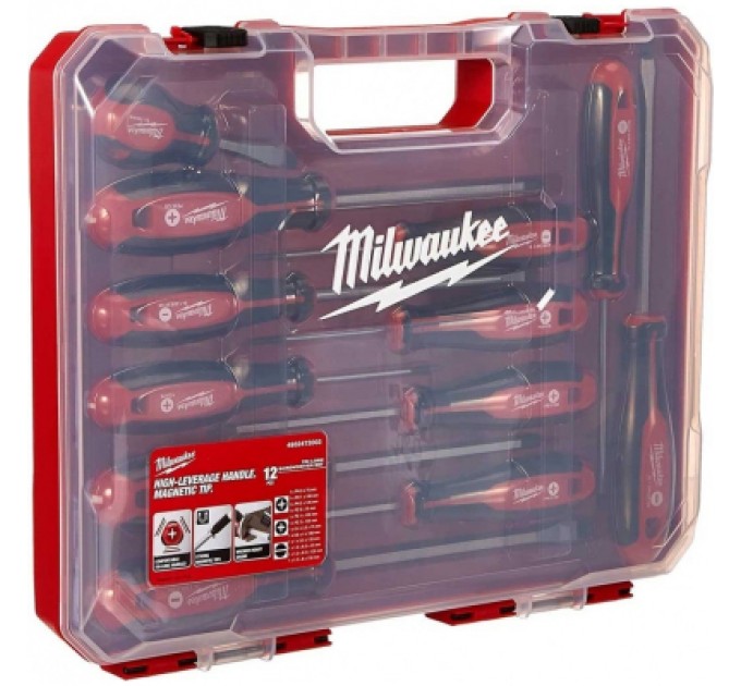 Набір викруток Milwaukee магнітних з тригранною рукояткою, в пластиковому кейсі 12шт. (4932472003)