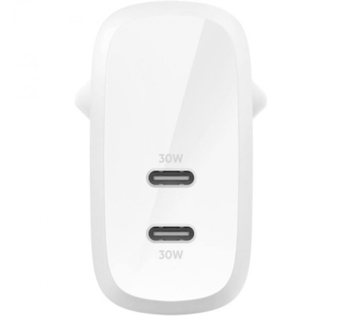 Зарядний пристрій Belkin 30W 2хUSB-С PD PPS white (WCB010VFWH)