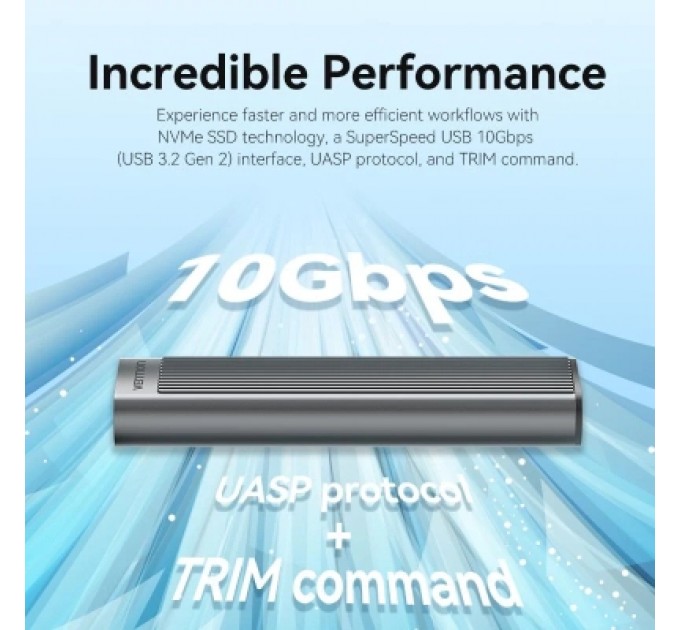 Кишеня зовнішня Vention SSD M.2 (NVME) M-key USB Type-C 3.2 10Gbps Heat Sink Aluminum (KPKH0)