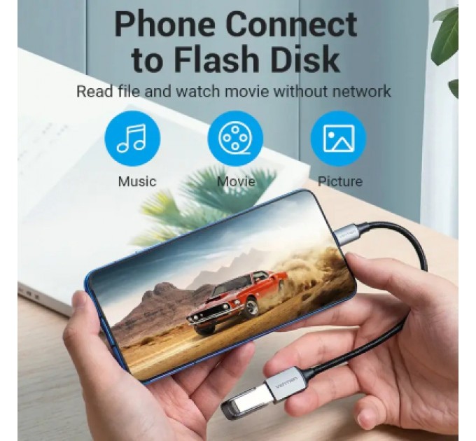 Перехідник USB 3.0 Type-C to USB AF (OTG) 0.15m Aluminum Alloy Vention (CCXHB)