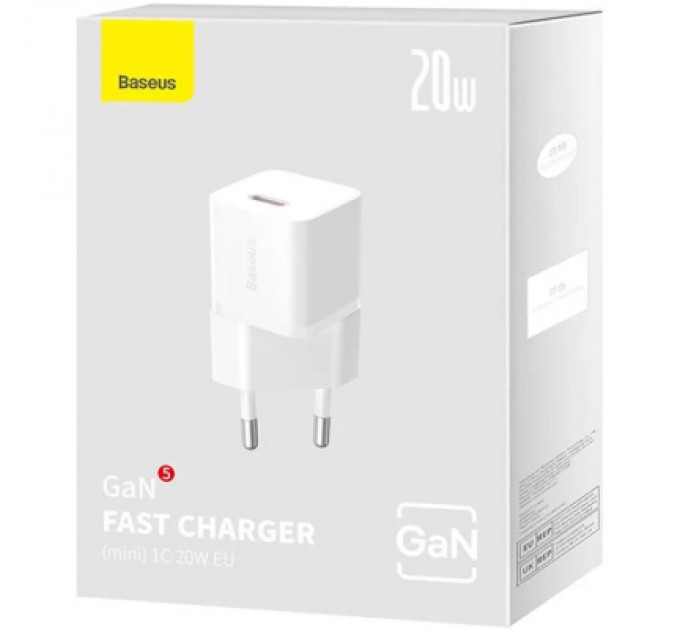 Зарядний пристрій Baseus GaN5 Fast Charger USB-C 20W white (CCGN050102)