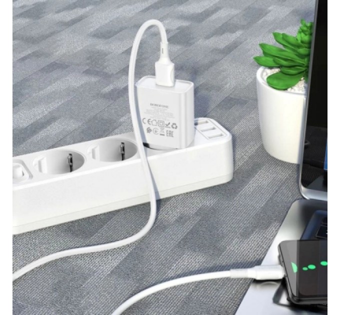 Зарядний пристрій BOROFONE BA74A Aspirer USB + cable USB to Micro 5P White (6974443388664)