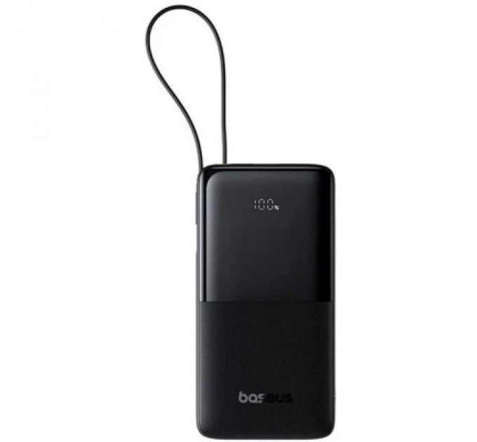 Батарея універсальна Baseus Bipow 2 Digital Display 20000mAh 20W with Built-in USB-C Cable Black (P10077101113-01)