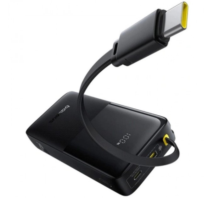 Батарея універсальна Baseus Bipow 2 Digital Display 20000mAh 20W with Built-in USB-C Cable Black (P10077101113-01)