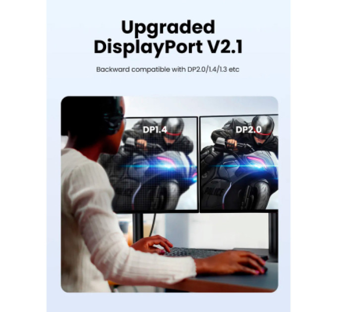 Ugreen Кабель мультимедійний DisplayPort M to DisplayPort M 2.0m 16K DP118 black Ugreen (15384)
