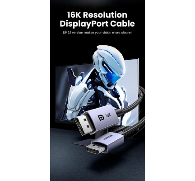 Ugreen Кабель мультимедійний DisplayPort M to DisplayPort M 2.0m 16K DP118 black Ugreen (15384)