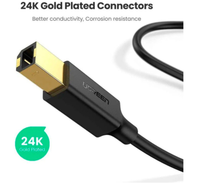 Ugreen Кабель для принтера USB 2.0 AM/BM 2.0m black Ugreen (20847)