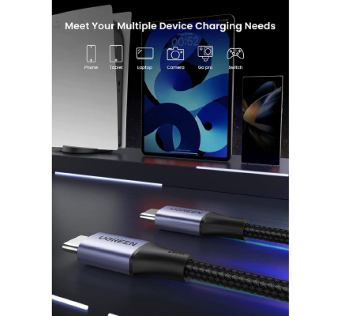 Ugreen Дата кабель USB-C to USB-C 2.0m 240W space gray Ugreen (90440)